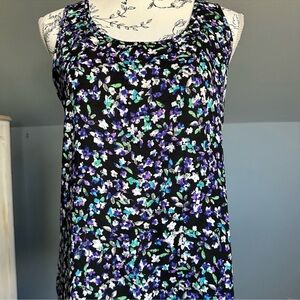 Express Green and Blue Floral Tank Top Sleeveless